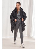 Geaca oversize calduroasa cu gluga, neagra 1537 - Magazin online - Boutique